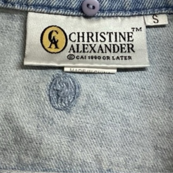 Vintage 90s Rhinestone Embellished Blue Jean Denim Vest - Women's Size Small - Picture 5 of 7